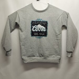 Rocky Mountain Water Coors Sweatshirt Gray Teal Western Graphic Golden Colorado